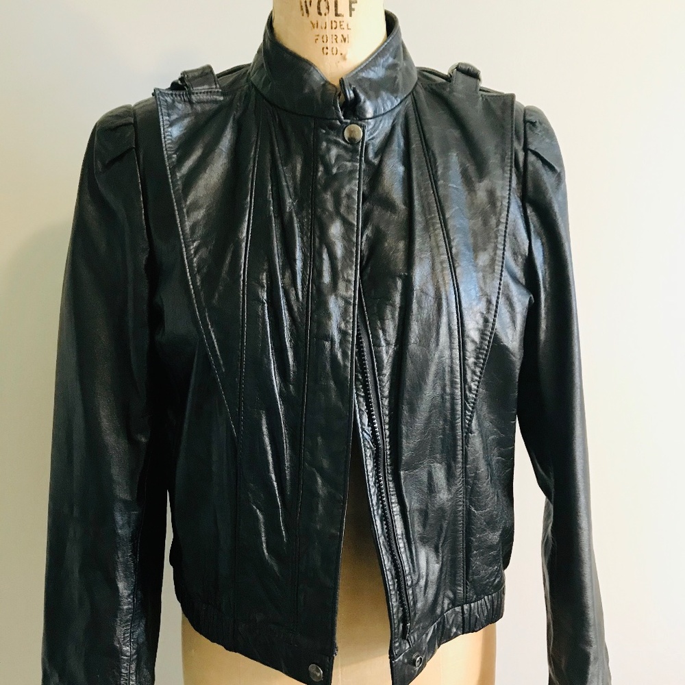 Vintage black leather jacket